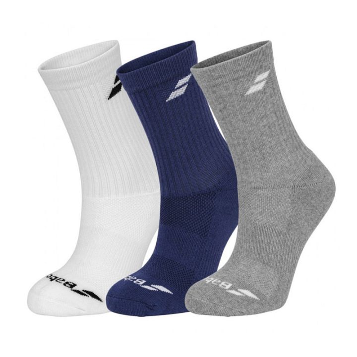 Babolat Long Socks 3P White / Estate Blue / Grey
